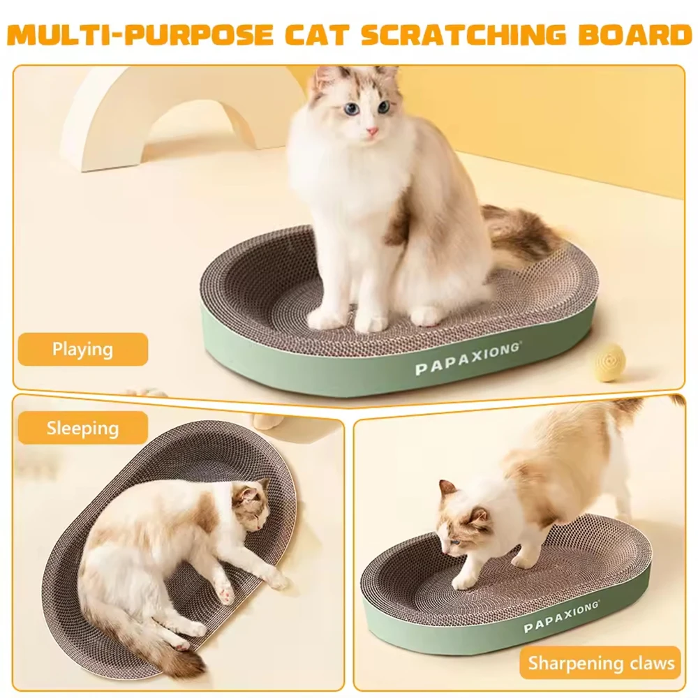 Random Color Cat Scrapers Toys Round Oval Cat Scratcher Bed Scratching post Thickening Durable Corn Glue Decal Cardboard