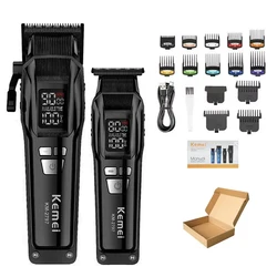Kemei Professional Rechargeable Hair Clipper and Trimmer Kit (Black - paper box)