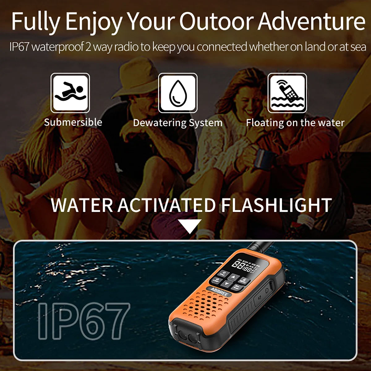 2/4 PCS AR-9R Mini Walkie Talkie PMR IP67 Waterproof Floating NOAA USB For Fishing Kayaking Rechargeable Ham Two Way Radio 3