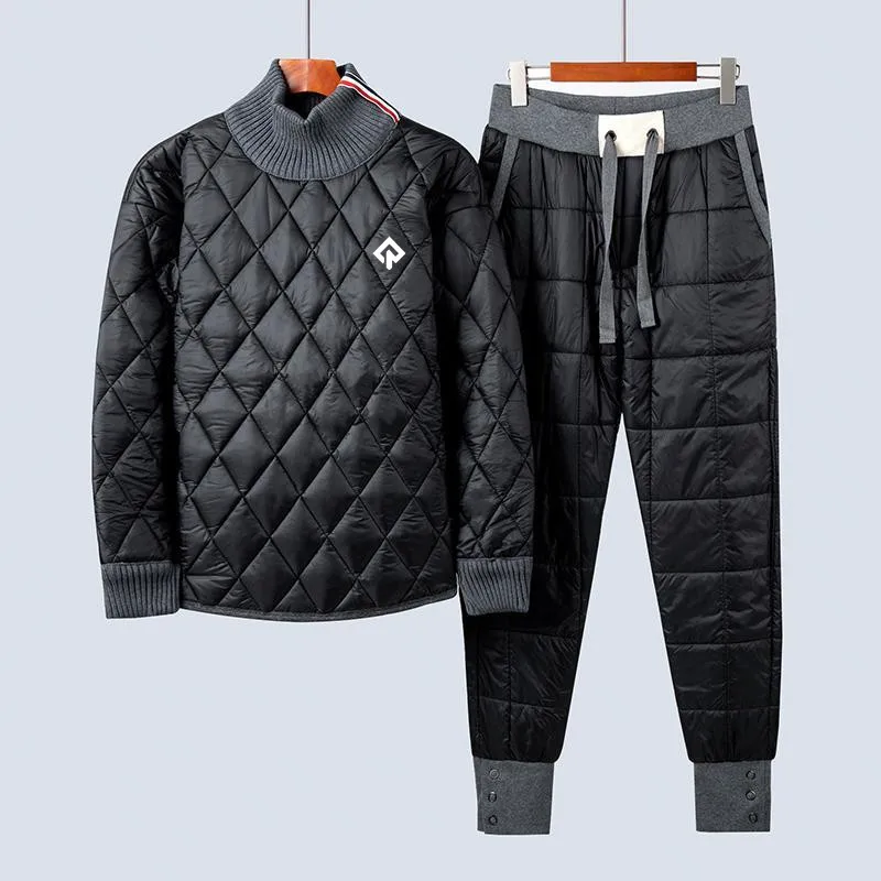 골프자켓 Luxury Two Piece Set Men's Golf Wear Winter New Authentic Golf Suits Down Cotton Coat + Pants Men's Clothes