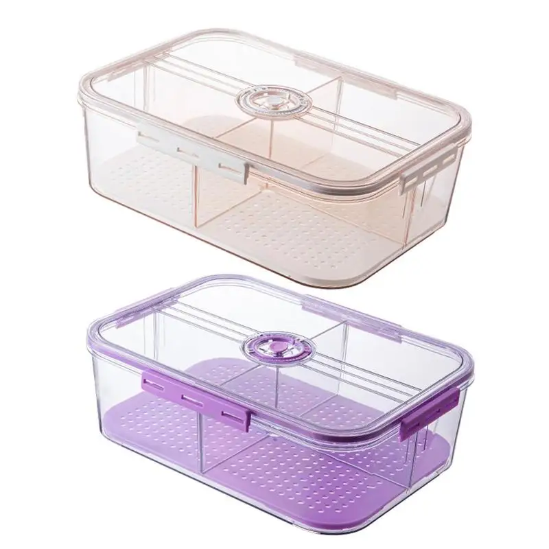 

Refrigerator Storage Box Transparent Rectangular Fruit Vegetable Preservation Box With Lid Food Grade Storage Box Food Container