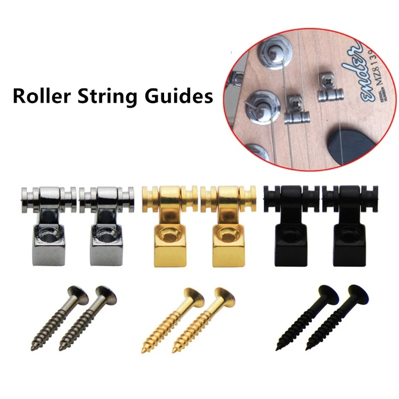 

2 Pcs Roller Guitar String Tree Guides Retainers with Mounting Screws Guitar Accessories, Silver/Black/Gold Drop Shipping