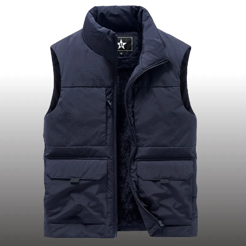 Мужская зимняя куртка без рукавов, флисовый теплый жилет, Мужская разгрузочная Военная Тактическая Верхняя одежда со множеством карманов, пальто, осенняя меховая безрукавка