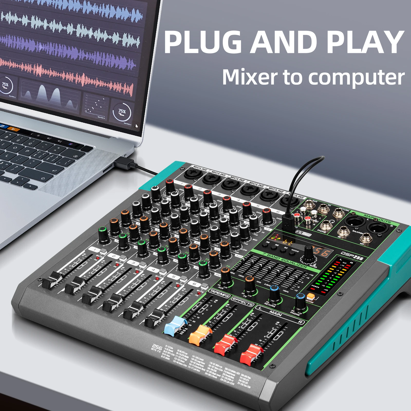 メグページ⑥ Depusheng-MG6 Profissional Mixer De Áudio, 6 Canais, Sound Board