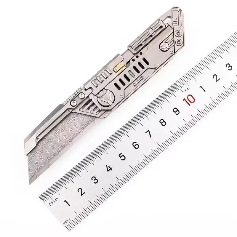 NAITHAWKNewAlienUtilityCutterKnifeFoldingArtM390DamascusBladeTitaniumAlloyHandle