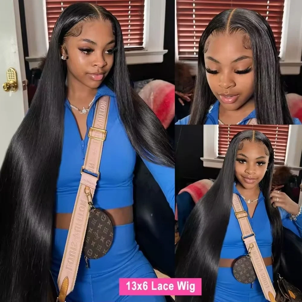 13x6 13x4 Straight 250% Density Hd Transparent Lace Frontal Wig Brazilian 20 42 Inch Lace Front Human Hair Wigs For Black Women 3