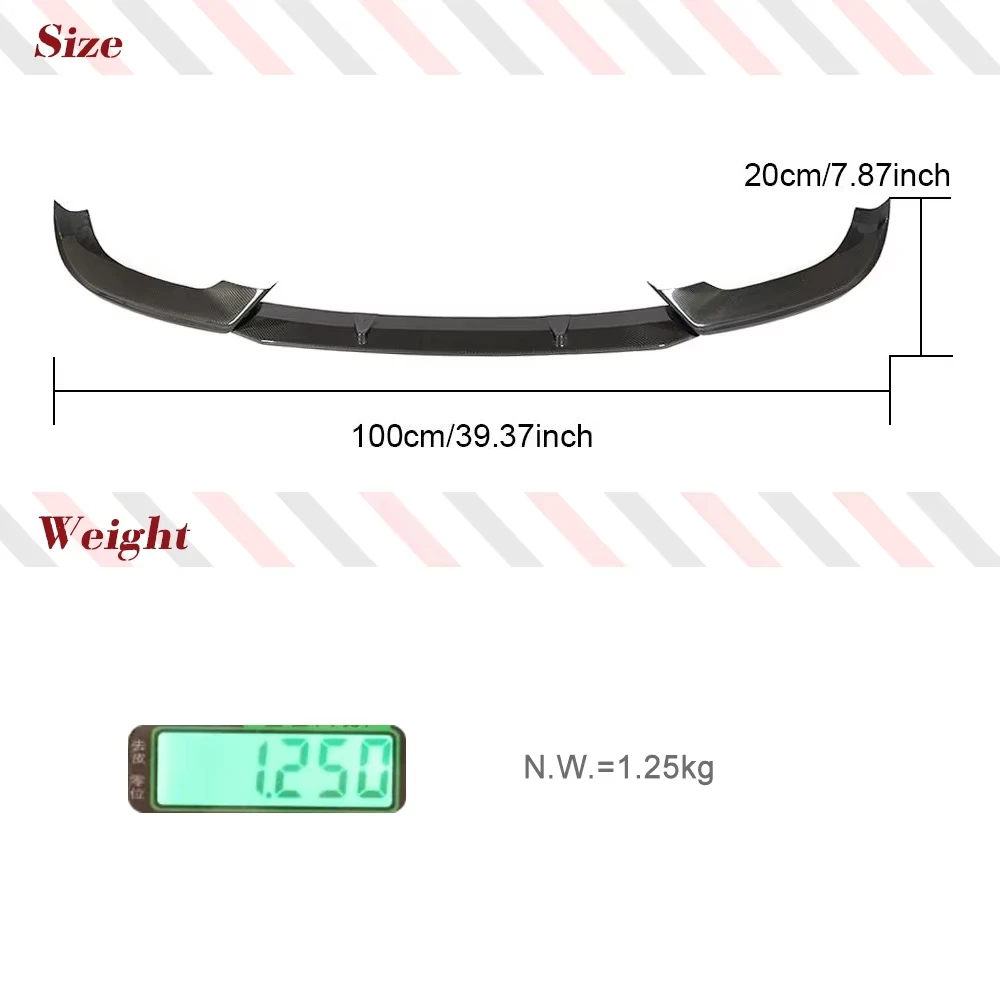 공장가 3PCS 자동차 카본 파이버 프론트 범퍼 립 프론트 턱 립 스플리터 바디 키트 (A5 S5 B9 2017 2018 2019 용)