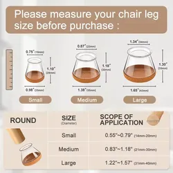 Silicone Chair Leg Floor Protectors - Set of 8, Noise - Reducing and Floor - Safe Covers - M (Transparent)