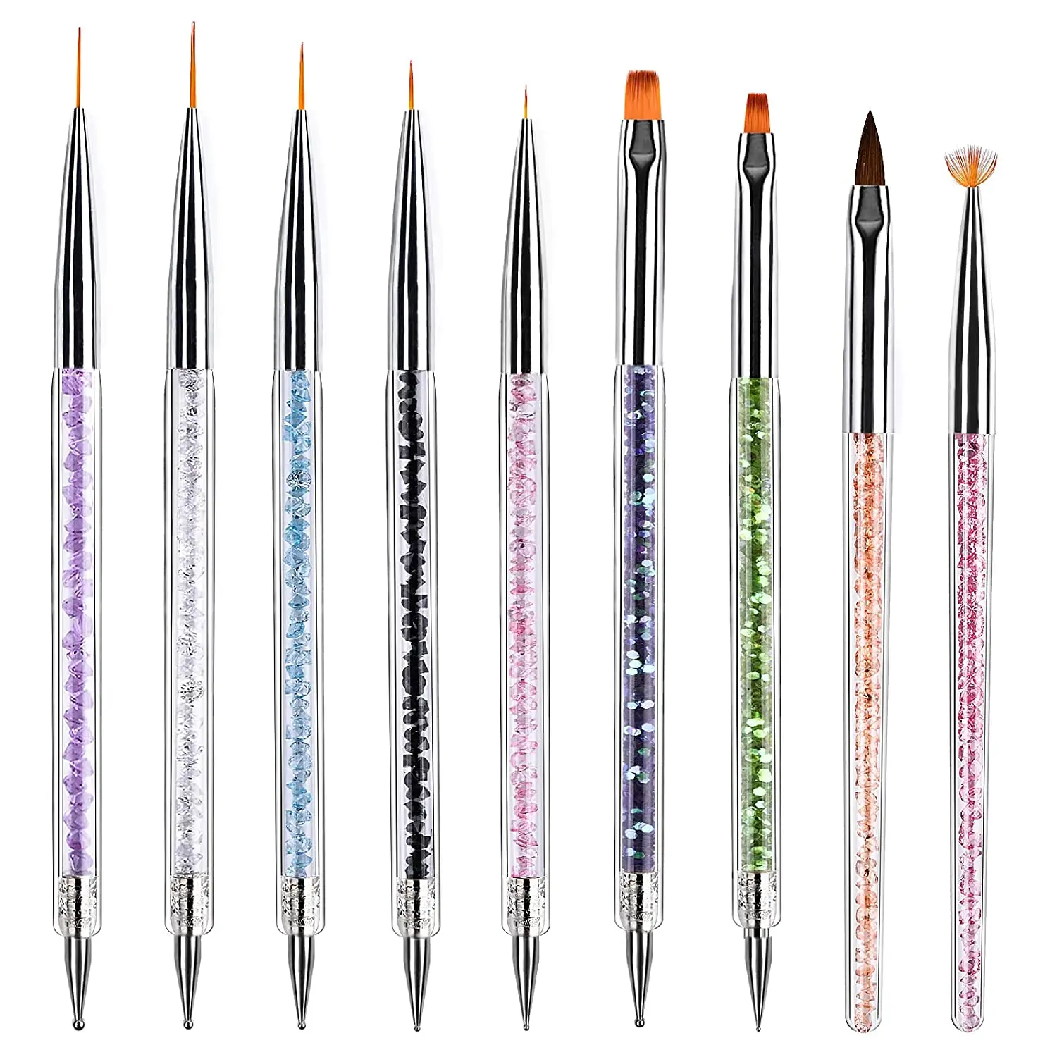 9PCS Nail Brushes for Nail Art with Nail Liner Brush and Nail Dotting Pens for Home Use and Professional Nail Salon 2