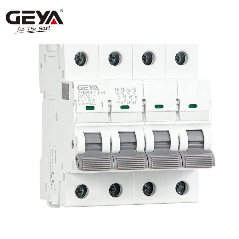 GEYA GYM9H-Z Non-polar DC MCB 12V 24V 48V 60V 110V~600V Solar Circuit Breaker Battery Protect Positive Negative Short Circuit circuit breaker,solar circuit breaker