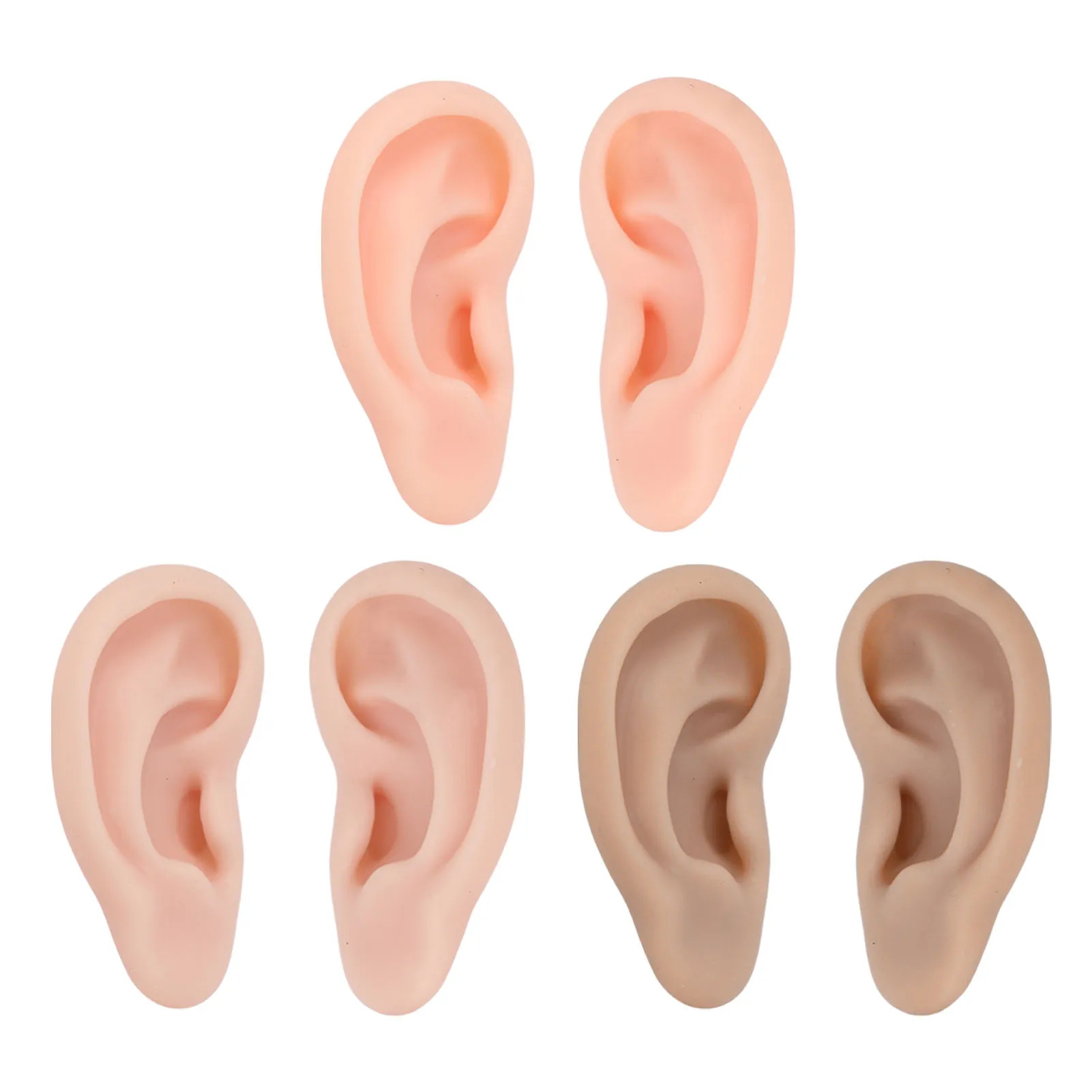 Body Piercing Practice Model 1 Pair Silicone Ear Model Soft Flexible Simulation for Earrings Display Piercing Exercise