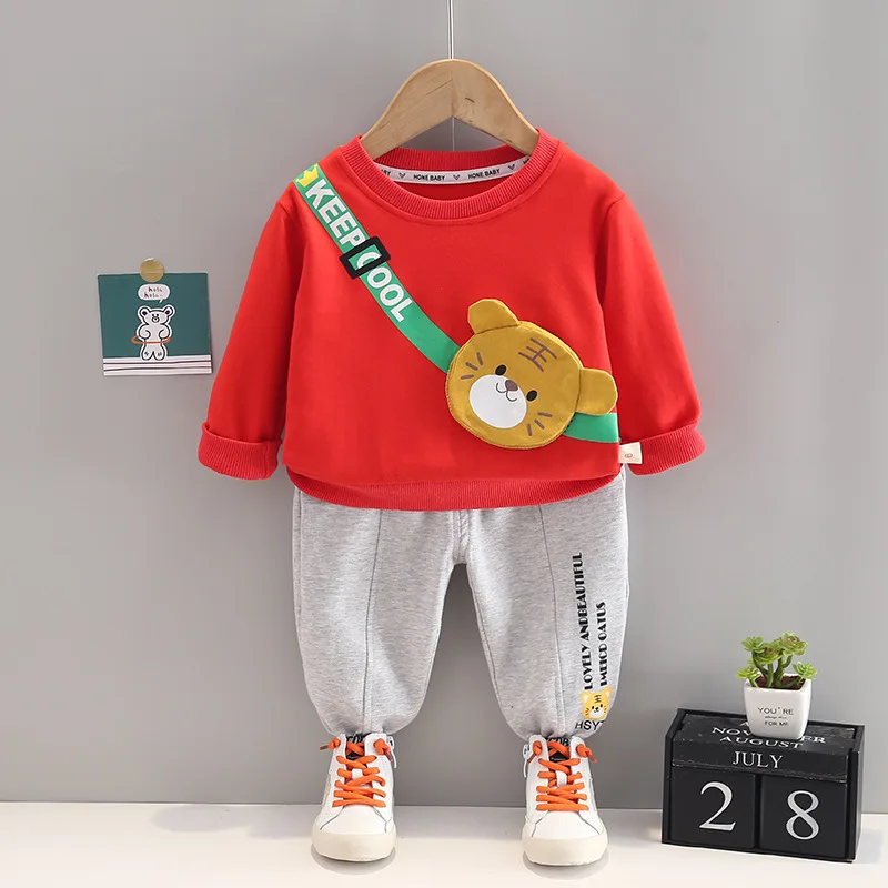 stylish baby clothing set Spring and Autumn Children's Suit Boys Cartoon Pullover Two-piece Long Sleeve 0-4 Years Old Boys and Girls Casual Sweater Suit sun baby clothing set