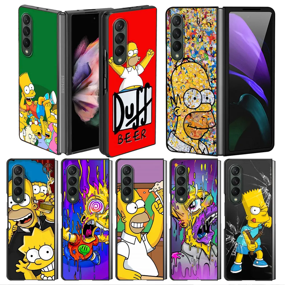 Custodia Homer Jay Simpson Per Samsung Z Fold3 Fold4 5G Cover Per Telefono Per Galaxy Zfold 3 Fold 4 Black Hard Fundas 6.7 Pollici