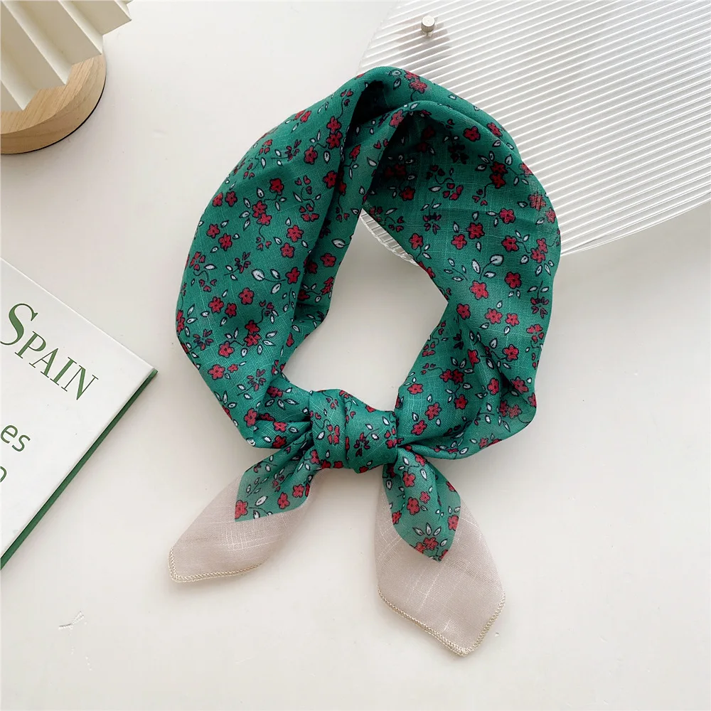 Cotton and linen Shawl Print Headscarf Hair Wrap Neckerchief Female Square Scarf For Women Headband Foulard Hijab Bandana FJ723 5
