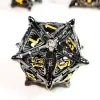 "DnD Dice Set - 7 Piece Sharp Edge Zinc Alloy Dice, Metal Hollow Beast Pattern, Silver for RPG & Tabletop Games" 2
