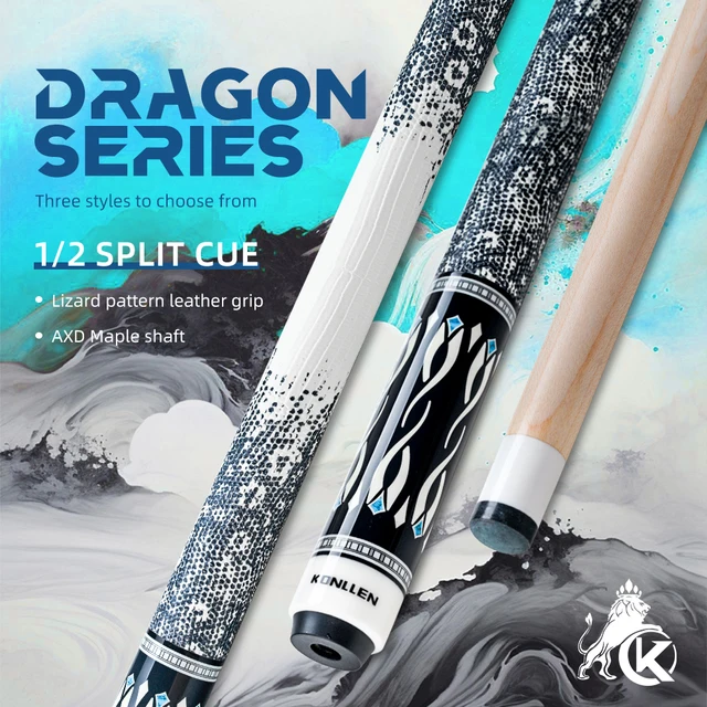 KONLLEN Dragon Billiard Pool Cue Tiger Everest Tip Maple Shaft Carbon Sticks 148cm Leather Wrap 3/8*8 Joint With Extension 1