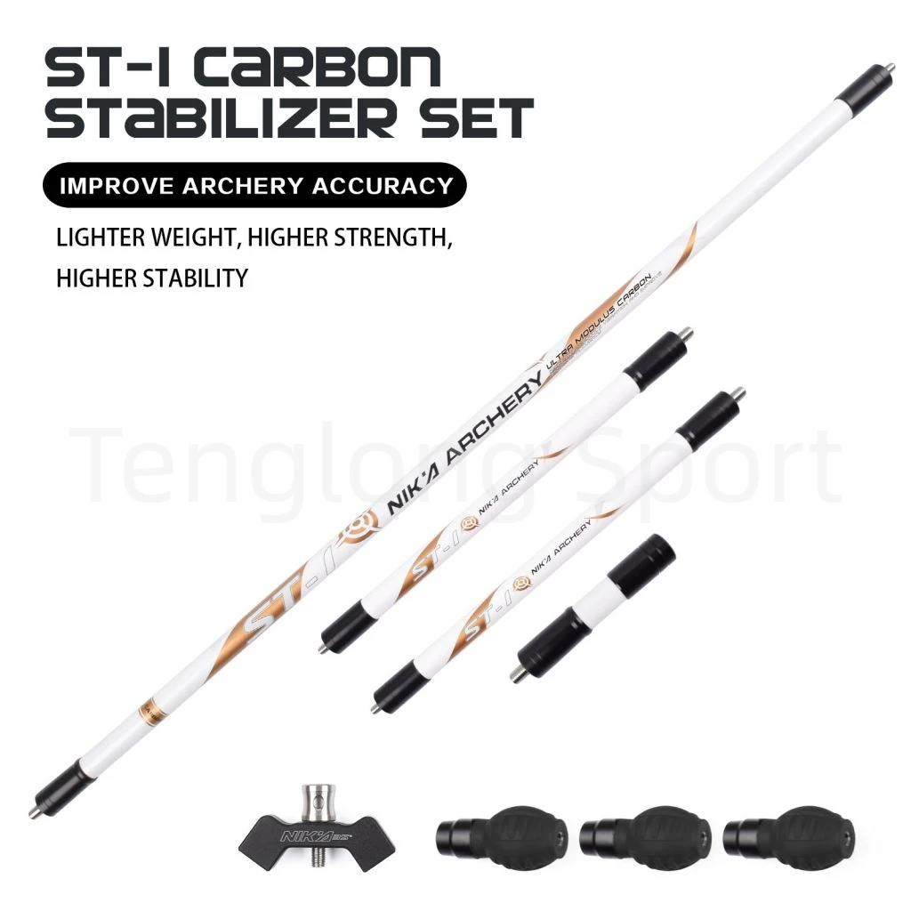 Nika Bogenschießen Recurve Bogen Stabilisator Bar Kohlenstoff Faser Stabilisator Weiß Und Rosa Farbe 1set – Detail 4