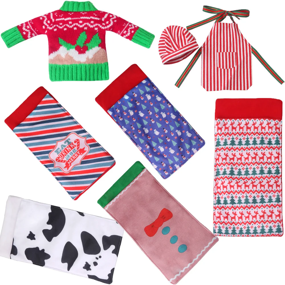 

Retail 1 Piece Christmas Big Elf Doll Adult Elf Sleeping Bag Sweater Apron Accessories Mini Clothes Multiple Colors (No Dolls)