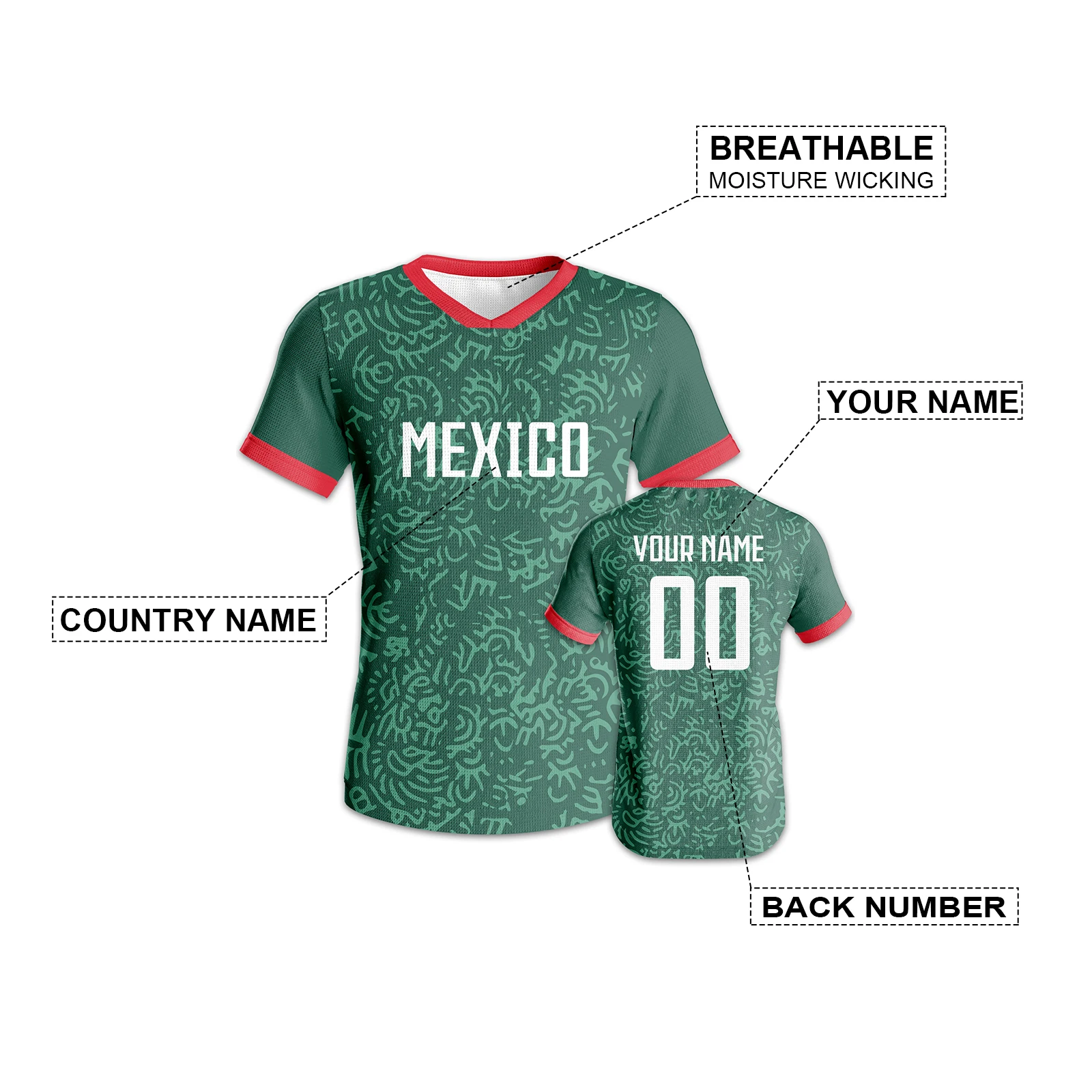 personalized mexico soccer jersey quick dry football shirt custom name number team jerseys for men women youth fans gift Personalized Mexico Soccer Jersey Quick-Dry Football Shirt Custom Name Number Team Jerseys for Men Women Youth Fans Gift 2