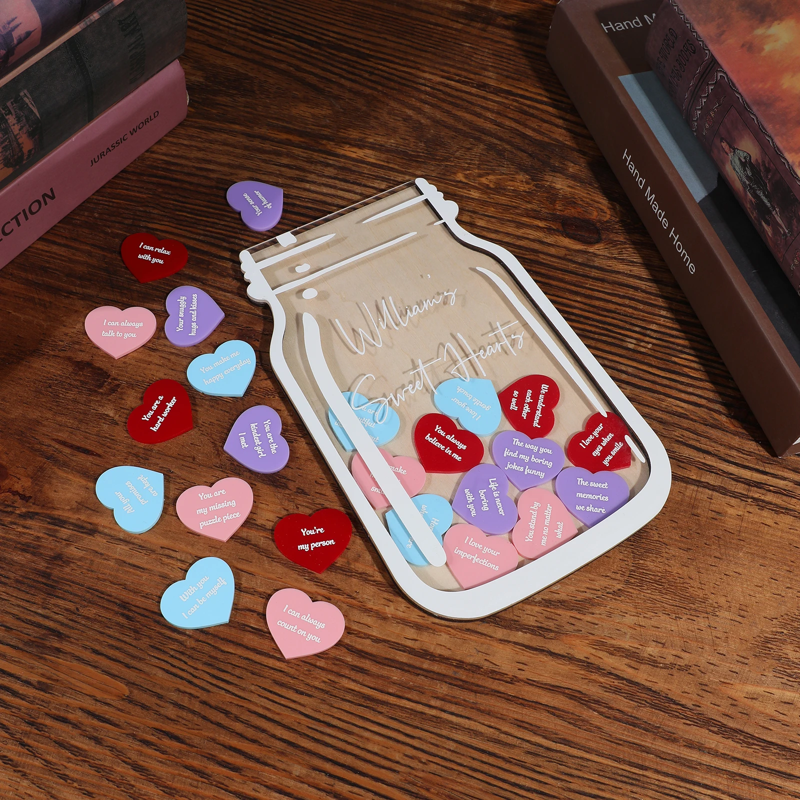 Mother's Day Gift Custom Name Date Guestbook Wood Sweet Heart Why I Love You Reasons Drop Box Welcome Bottle Frame Wedding Decor