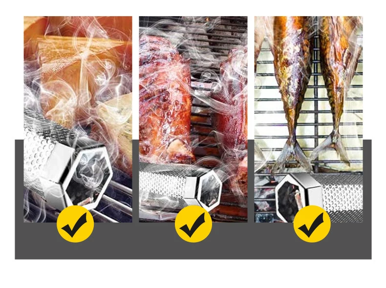 BBQ Smoker Grill Tube Perforated Mesh Smoker Tube Stainless Steel Hexagon Generator Barbecue Pellet Smoking Kitchen Accessories_voghion.com
