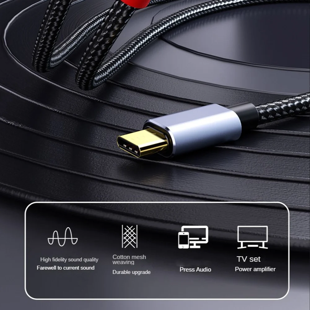 محول كابل صوت USB C إلى 2RCA ، نوع C إلى ثنائي RCA...