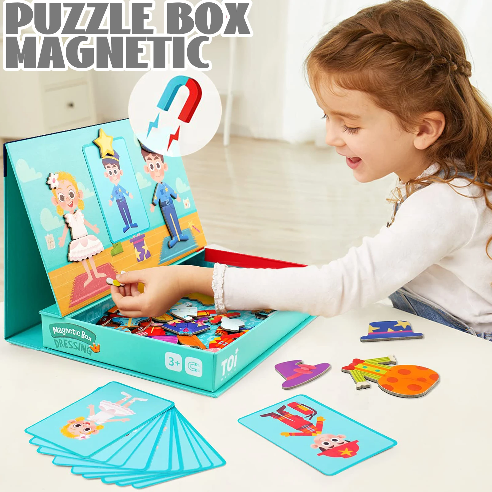 Magnetic Puzzle Book Set DIY Puzzle Jigsaw Kits Matching Picture Game Montessori Education Toys for Kids Children 2 3 4 Years