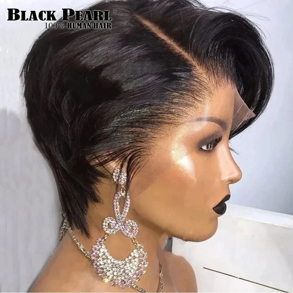 Short Human Hair Wigs Pixie Cut Straight Remy Brazilian Transparent Straight Bob Human Hair Wigs For Black Women