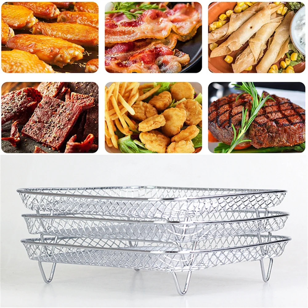 Griglia per friggitrice ad aria quadrata a tre livelli griglia per  friggitrice ad aria in acciaio inossidabile strumenti per teglia accessori  da cucina per barbecue - AliExpress