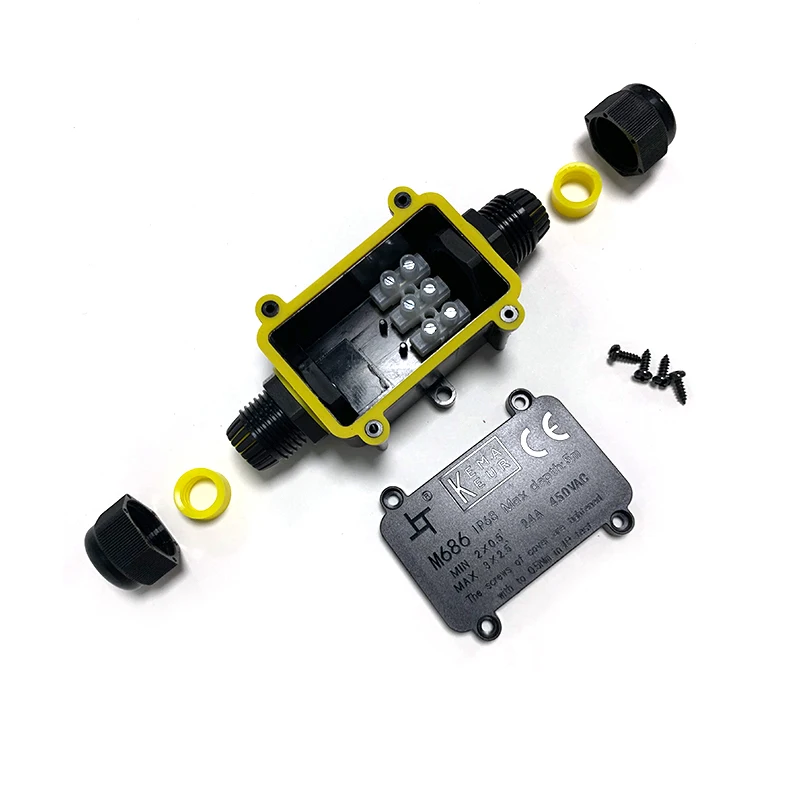 방수 정션 박스, IP68, 2 웨이, 3 웨이, 6-12mm 커넥터, 글랜드 전기 24A, 450V, 밀폐 지연 야외 방수 박스