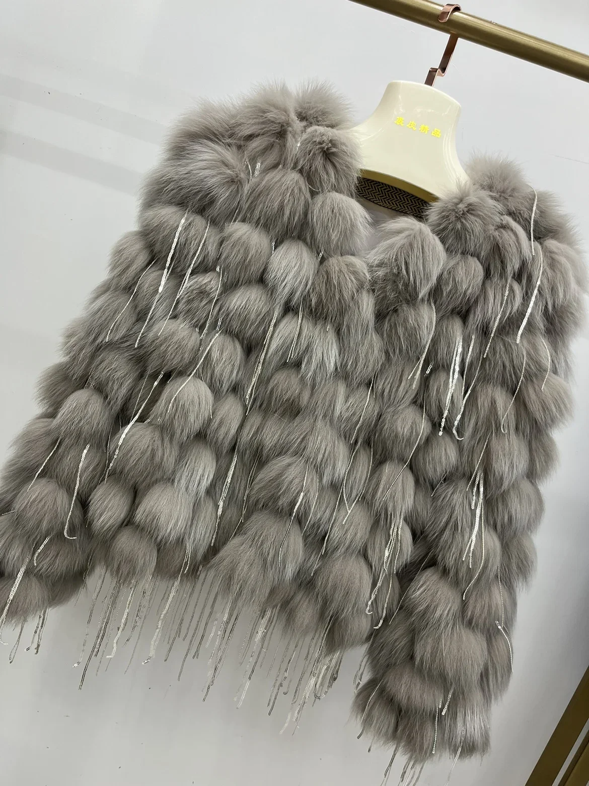 High-End Fox Fur Tassel Bright Silk Fur Coat Women Thick Warm Fashion Short Plush Furry Jacket 2022 New Autumn Winter Clothes