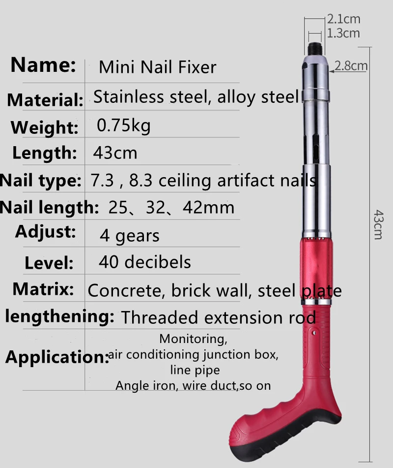 Power Tool Steel Nail Guns Rivet Tool Mini Nail Gun Water Electricity Elevator Cable Slot Installation Decoration Tool for 7.3mm 6