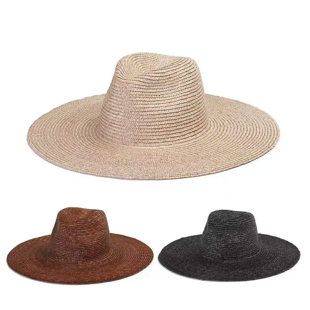 

VRIGINER New Summer Eleagant Quality Men Women Caps Wide Brim Nature Straw Hat Fedora Beach Panama Boho Sun Hat Designer Hats