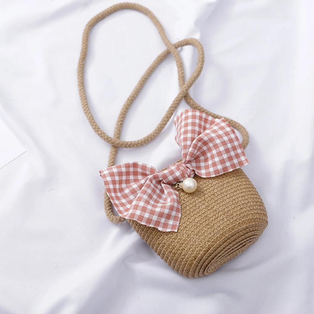 Cute Lovely Kids Lunch Bag Summer Princess Mini Handbag Baby Flower Breathable Straw Handbag Kids Fashion Bag for Boy Girls Bags