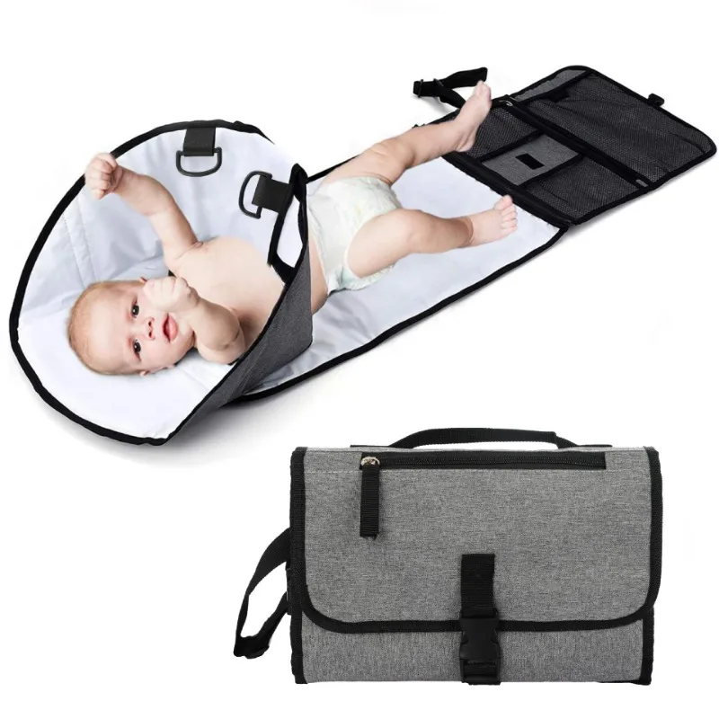 Portable Playtime Changing Pad Foldable Baby Changing Pad with Pockets Newborn Waterproof Travel Diaper Station Kit