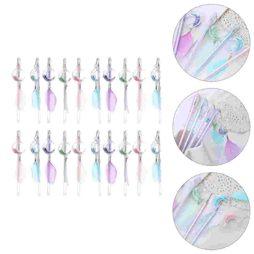 

20 Pcs Gel Pen Come Ink Pens Doodling Marker Portable for Signature Writing Plastic Lovely School Moon Pendant Office Student