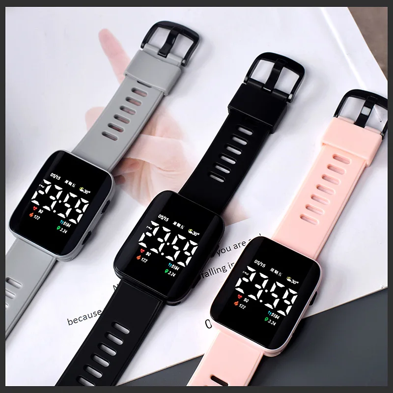 Digital Watch For Men Women LED Electronic Unisex Watch Fashion Casual Simple Silicone Strap Square Dial Clock Zegarek Damski