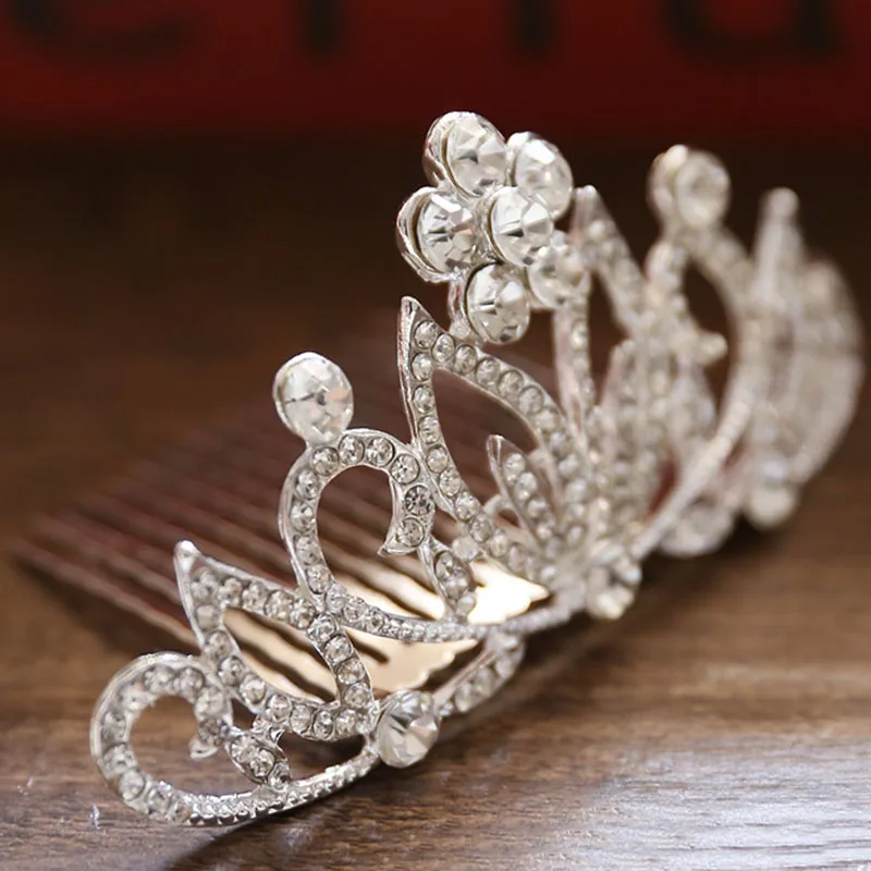 Princess Crown Wedding Hair Accessories Rhinestone Insert Hairpin For Girls Elegant Silver Color Prom Tiaras Bridal Hair Jewelry hair accessory jewelry accessories bridal headwear hair band crown