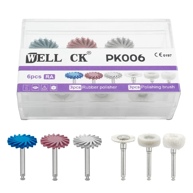 6pcs/Box Dental Rubber Polisher Composite Flat Dental Polishing Brush