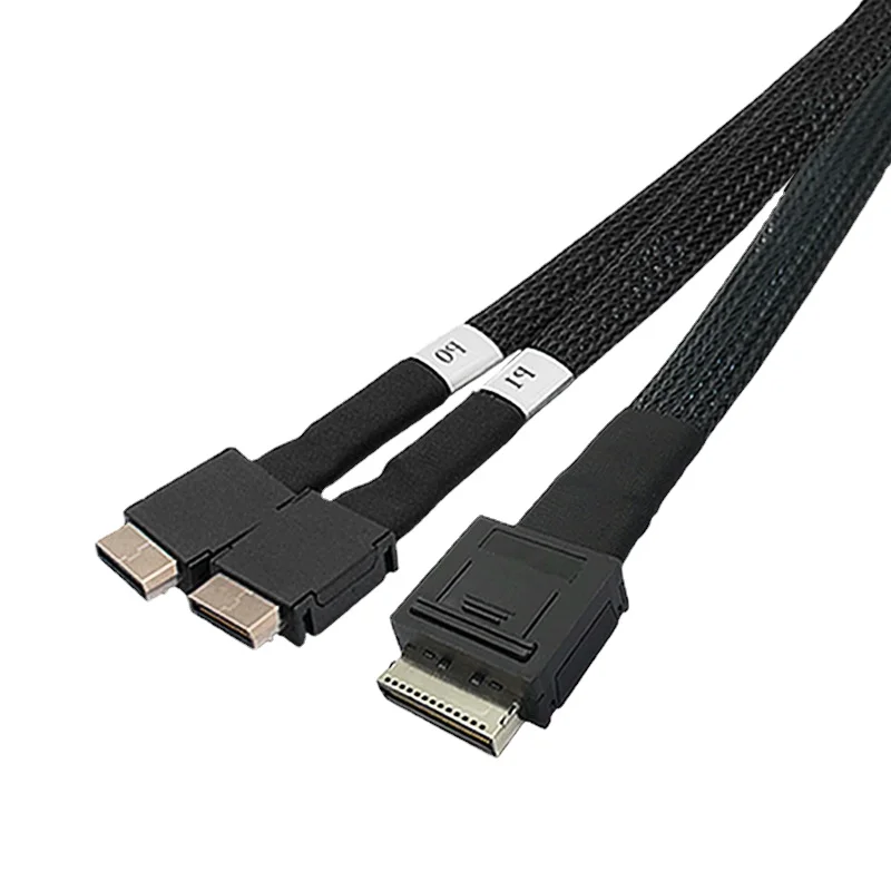 

For OCUlink Mini SAS SFF 8611 8I to SFF 8611 4I *2 Server Data Transmission Transfer Cable 50cm SFF-8611 Connection 16Gbps