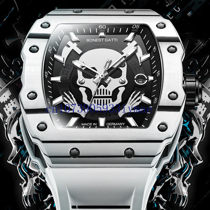 Brand Watch Men's Carbon Fiber Skull Series Waterproof Luminous Light