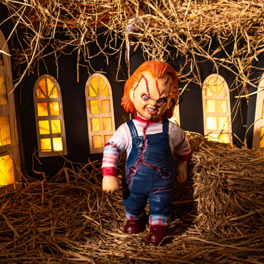 Halloween 45cm Big Chucky Doll Collection Original Statue Horror Chucky Figure Model ChristmasToy Collectible Props Holiday Gift