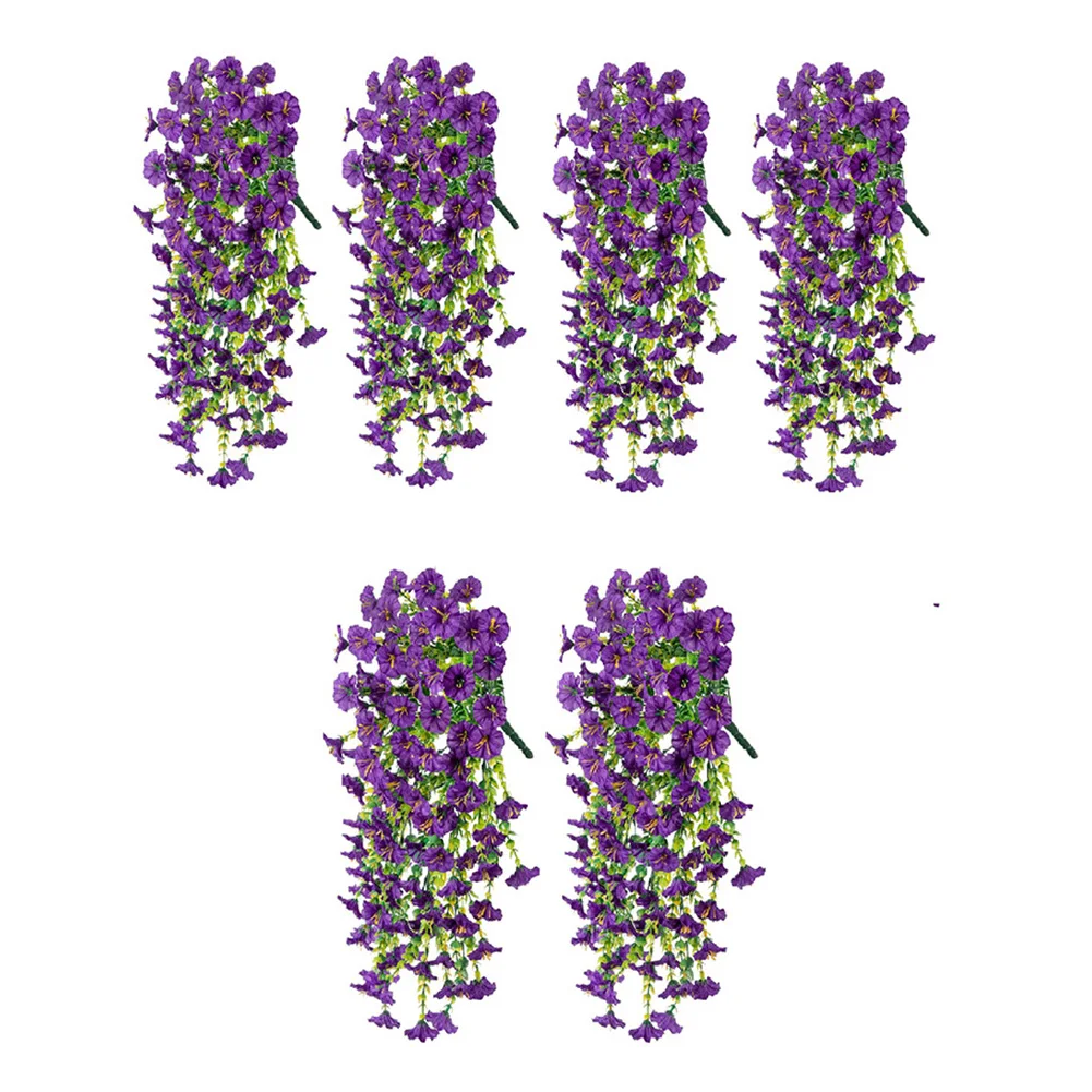 Realistic Hanging Flowers Waterproof Artificial Morning Glory Flowers Fake Flowers Plants for Garden Porch Window Decoration