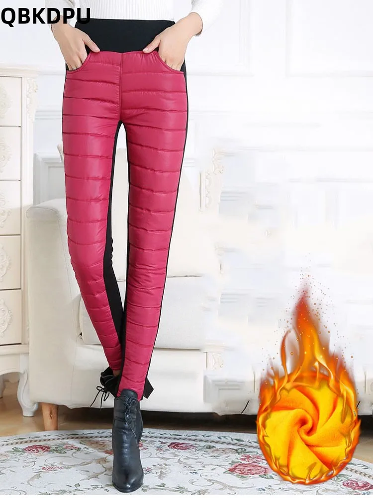 

Winter Thicken High Waist Women Patchwork Cotton Pencil Pants Oversized Casual Skinny Long Trousers Slim Stretch Warm Pantaloni