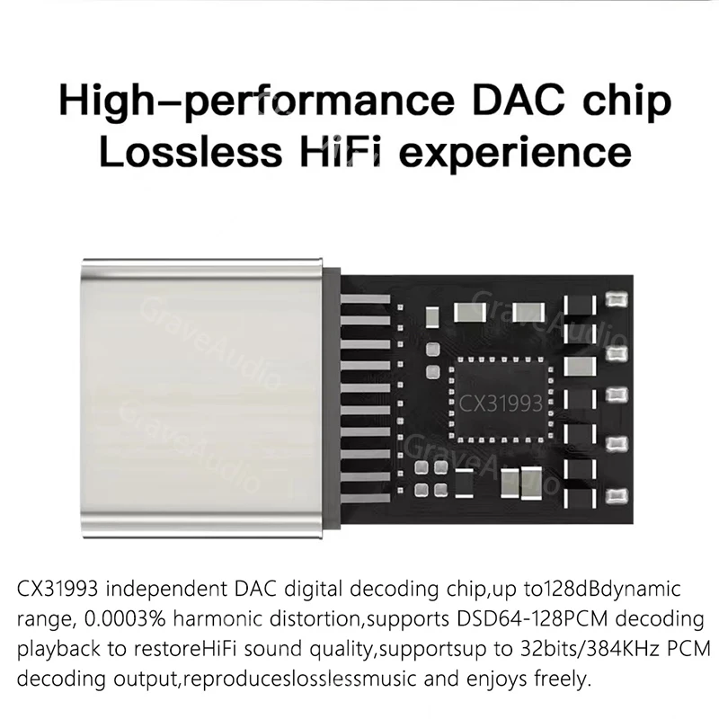 Hifi Usb Dac tipo c para 3.5 mm Amplificador de Auscultadores Decodificador de Áudio Iem Amp Adaptador de Telefone Móvel Graveaudio-da06 Cx31993 - Image 6