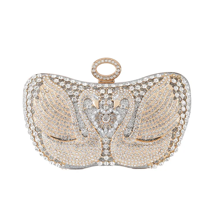 

Fashion Women's Diamond Banquet Bag High Quality Shoulder Bag Rhinestone Evening Bag Luxury Swan Shape Cosmetic Clutch Handbag