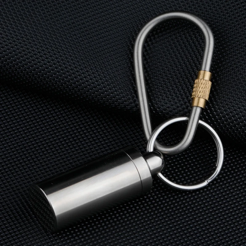 Outdoor Camping Titanium Alloy Carabiner Brass Locking Hook with Loop for Keys Backpacks Simple D-Rings