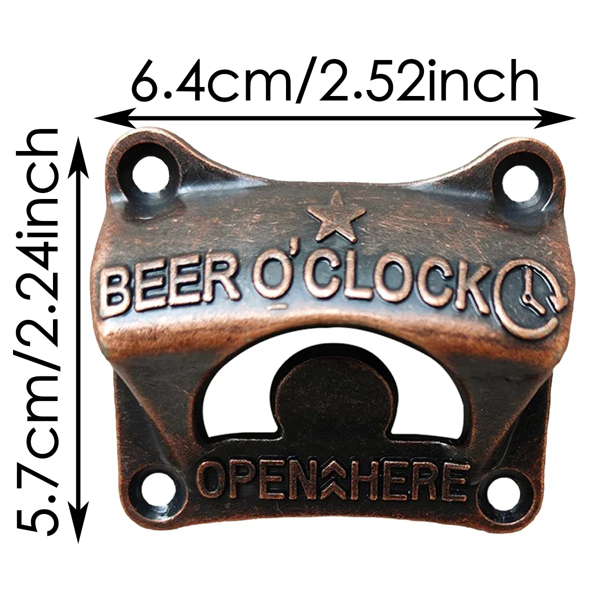 1pc Beer O' Clock Bottle Opener Wall Mounted Retro Beer Opener Tool for BBQ DIY Crafting Solid Tools Kitchen Gadgets