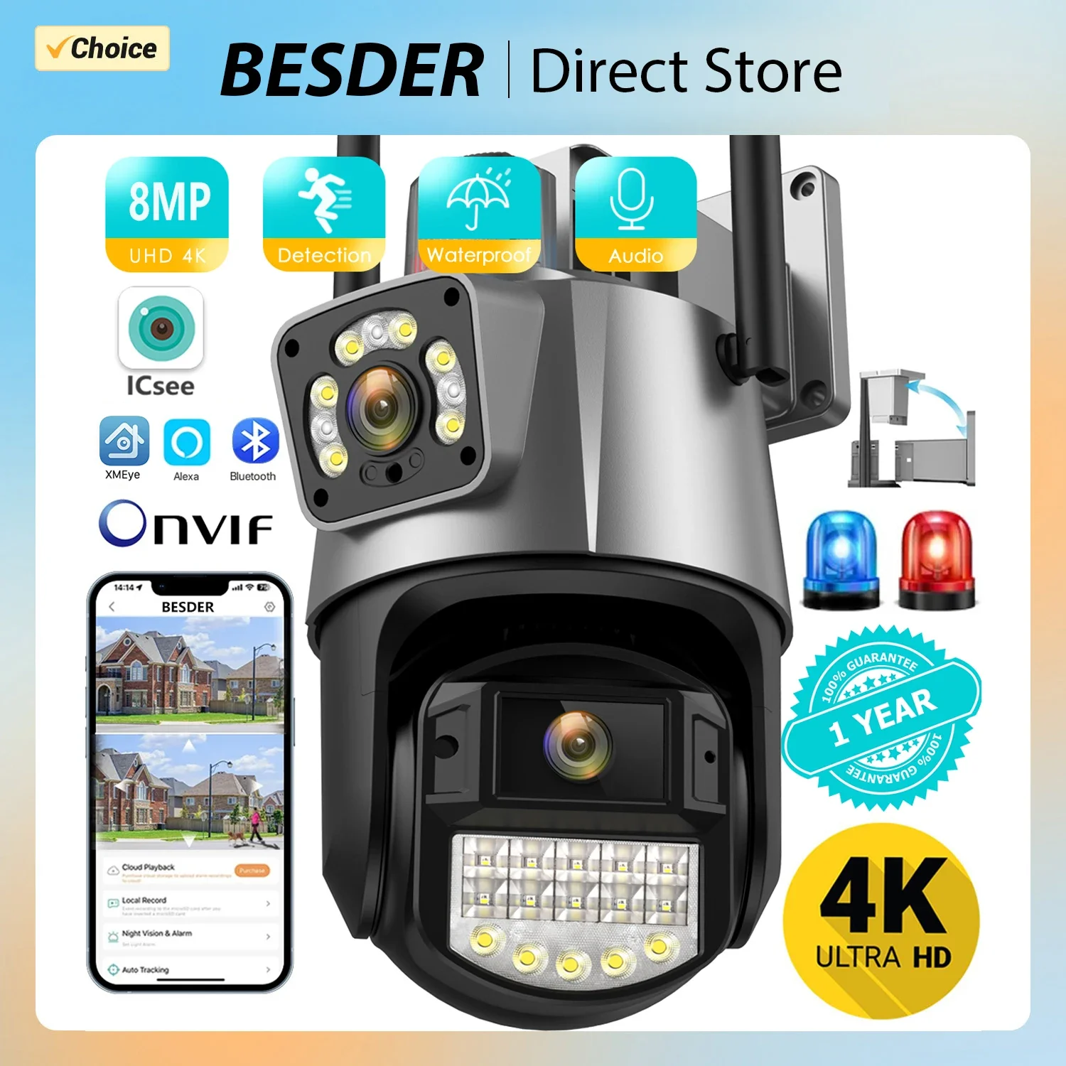 Cámara IP inalámbrica con batería y WiFi, videocámara de vigilancia de  seguridad interior y exterior, con visión nocturna colorida, alarma PIR,  Audio bidireccional, 1080P - AliExpress