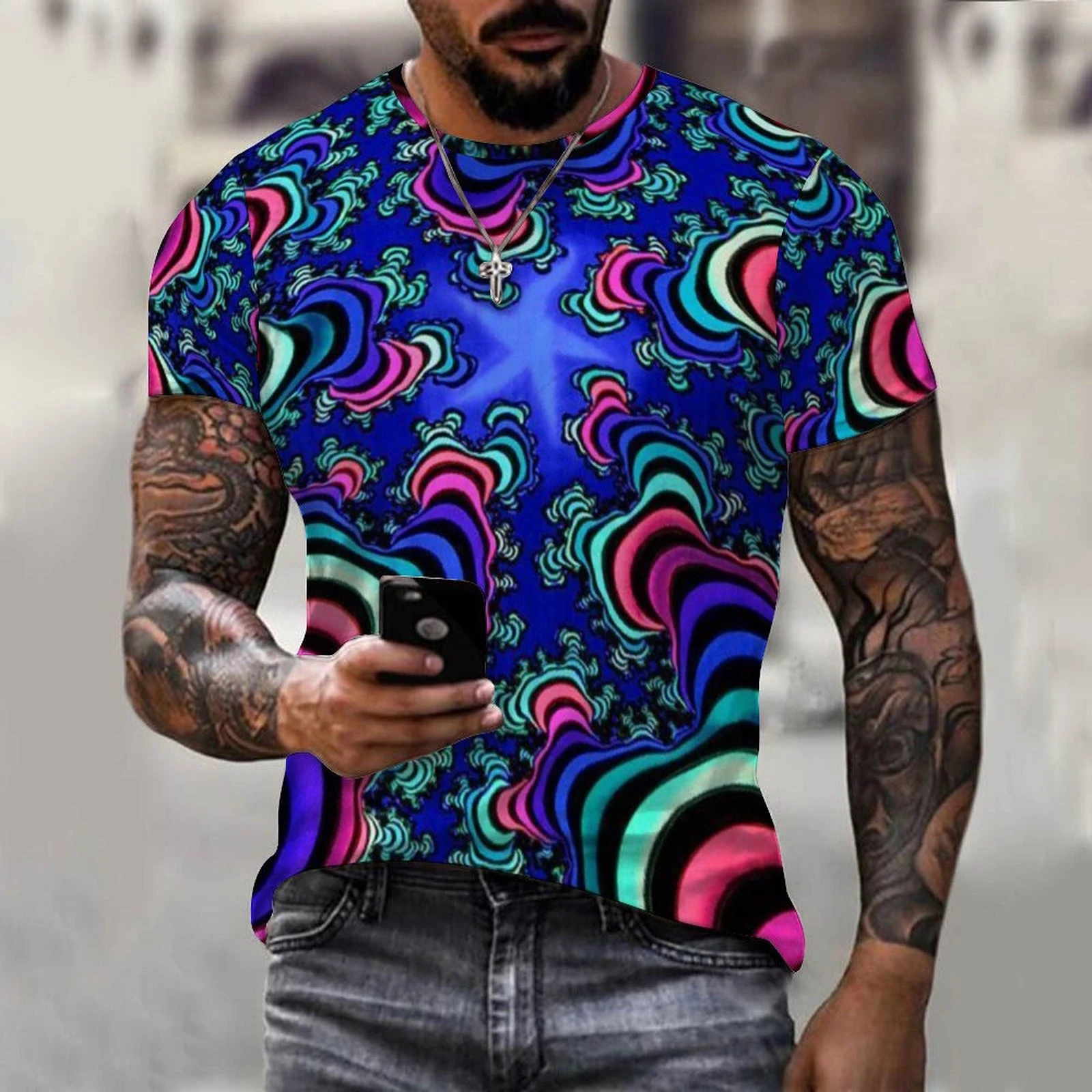 Summer Short Sleeve Stars Funny Night Shirt Space 3D Clothing T Shirt